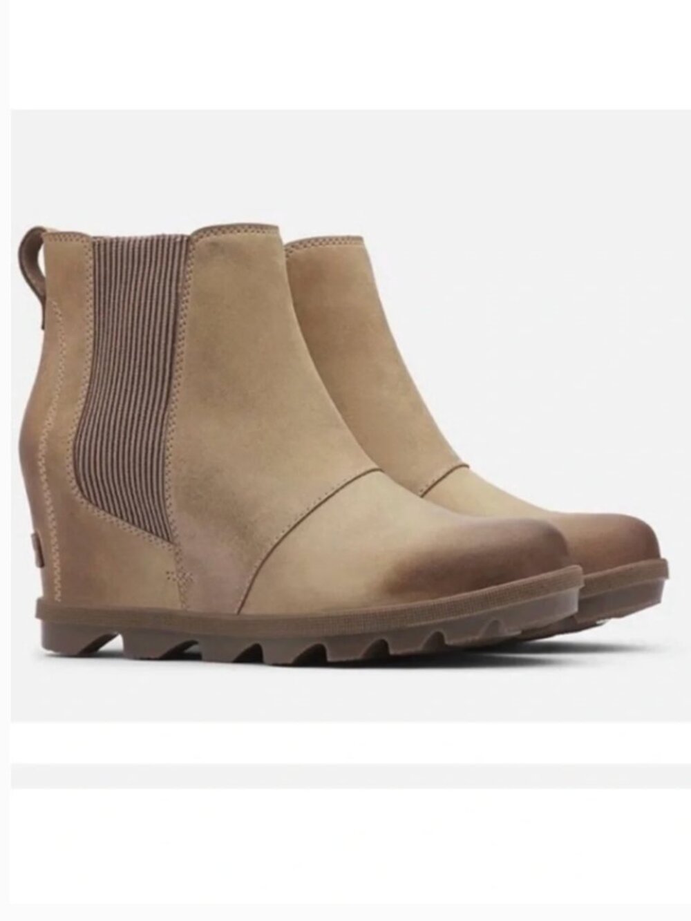 Sorel Joan of Arctic II Wedge Slip-On Booties Tan Leather Size 8 Waterproof